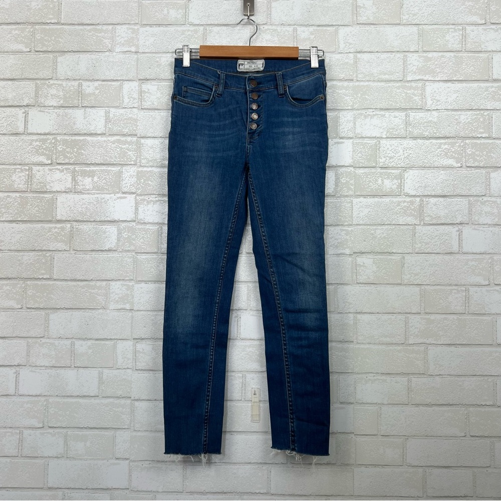 Free People Button Close Raw Hem Jeans